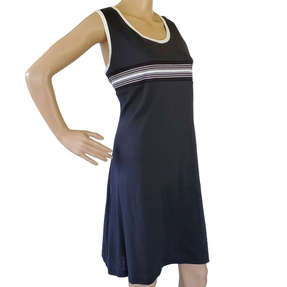 Tank Sleeveless Black Knit Dress Women's XL ENT Striped Stretch Casual USA